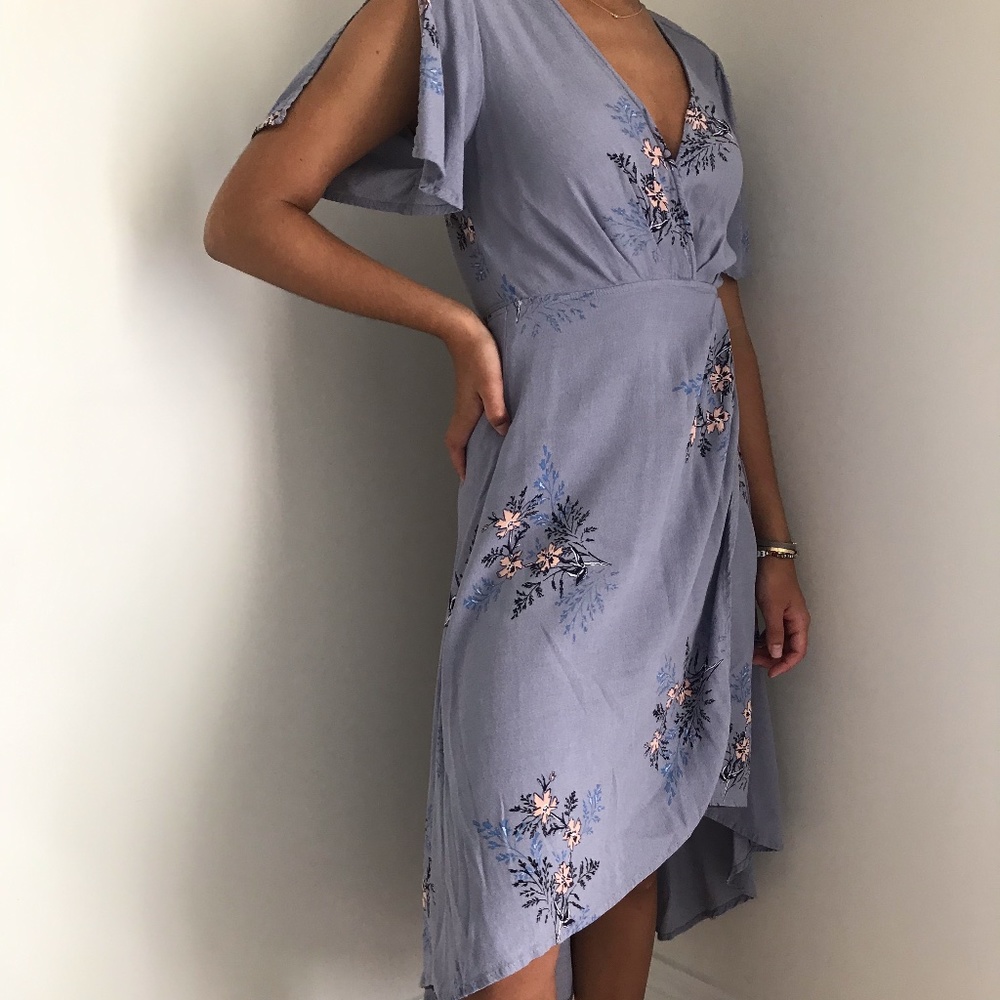 ASTR The Label Wrap Floral Midi Dress